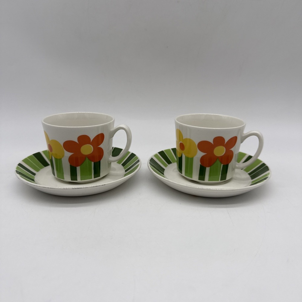 Figgjo Annemarie Kirsten Dekor Teacup & Saucer Set of 2 Floral Norway Dish